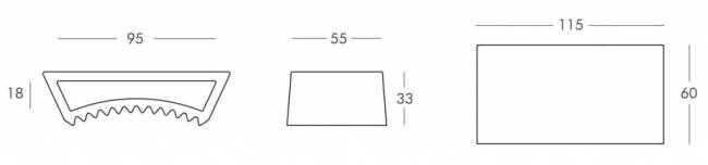 Стол-пуф пластиковый журнальный Tac Standard 1150х600х330 мм