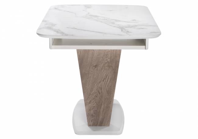 на тумбе Петир белая шагрень / дуб с пилением на тумбе Петир белая шагрень / дуб с пилением