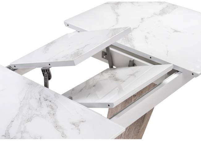 на тумбе Петир белая шагрень / дуб с пилением на тумбе Петир белая шагрень / дуб с пилением