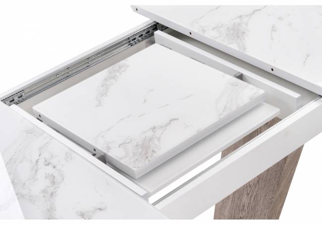 на тумбе Петир белая шагрень / дуб с пилением на тумбе Петир белая шагрень / дуб с пилением