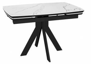 Стол DikLine DKU120 Керамика Белый мрамор/подстолье черное/опоры черные (2 уп.)