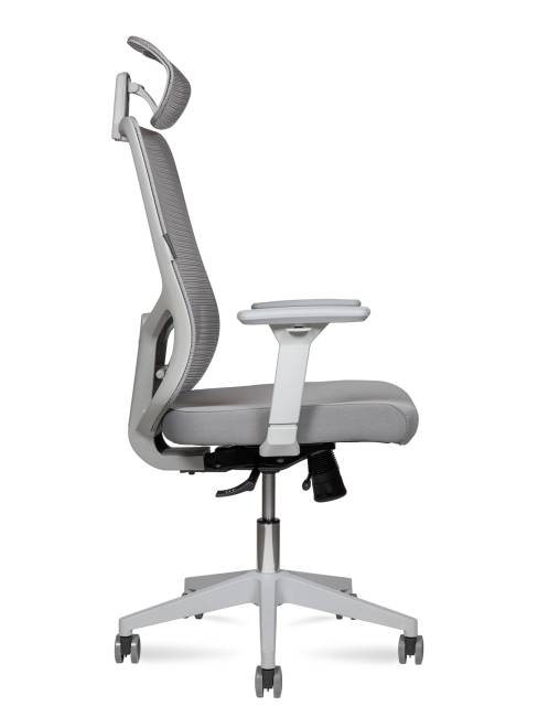 Кресло офисное / Бэст грэй / Best grey / серый пластик / серая сетка / серая ткань