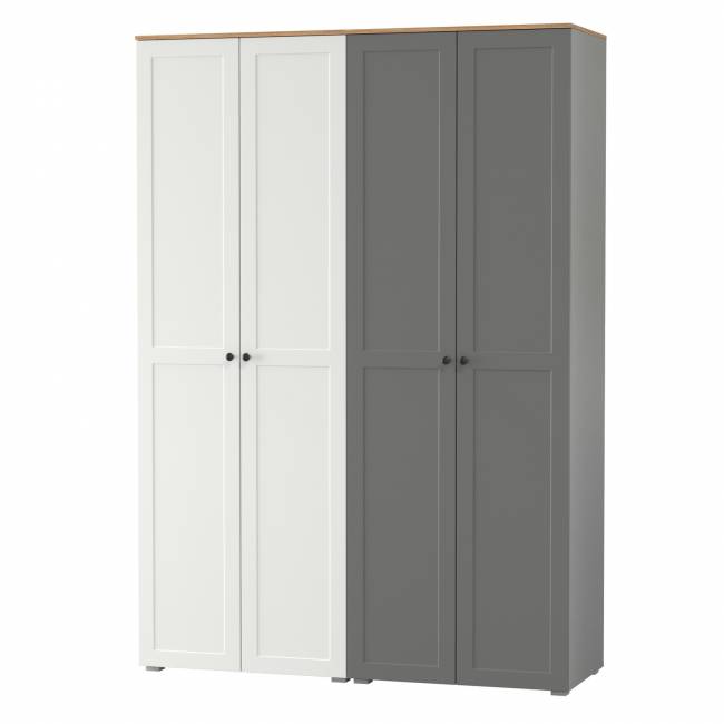 Два шкафа для одежды в прихожую Остин цвет белый шагрень/серый графит/дуб крафт золотой