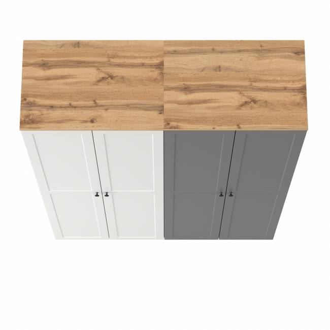 Два шкафа для одежды в прихожую Остин цвет белый шагрень/серый графит/дуб крафт золотой