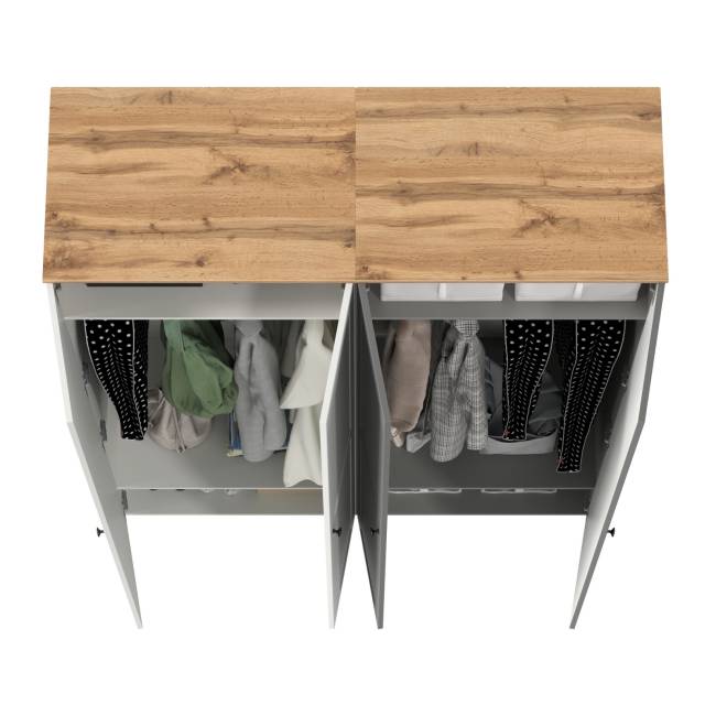 Два шкафа для одежды в прихожую Остин цвет белый шагрень/серый графит/дуб крафт золотой