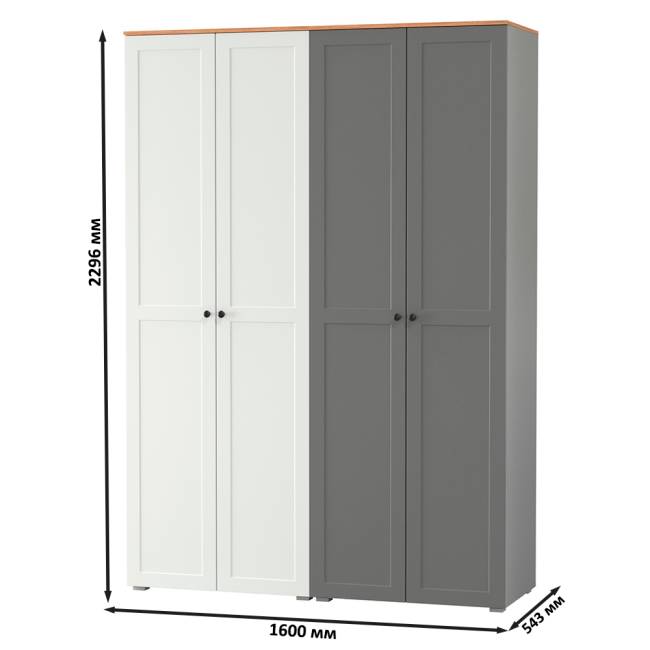 Два шкафа для одежды в прихожую Остин цвет белый шагрень/серый графит/дуб крафт золотой