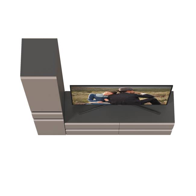 ТВ-тумба и шкаф-пенал с ящиком Сидней цвет антрацит/МДФ веллюто капучино