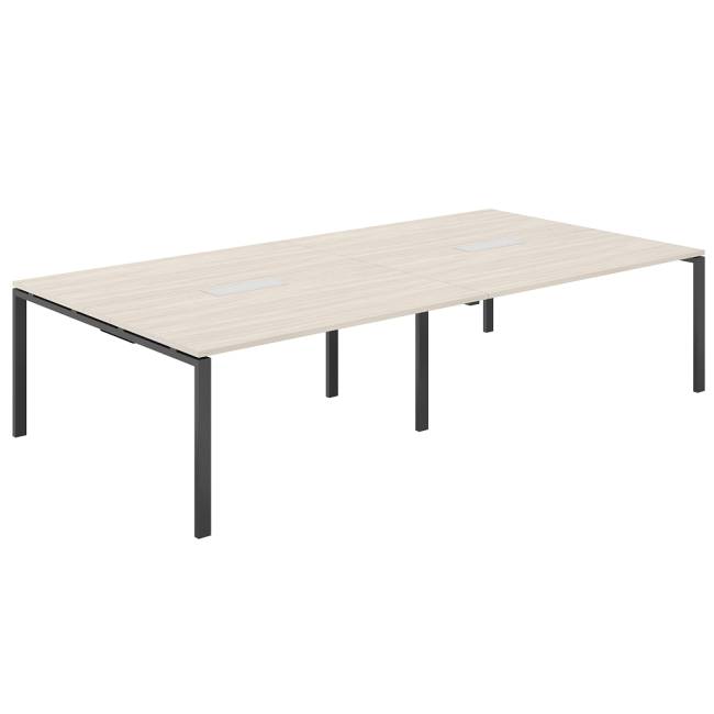 SG.286.OL.63.AN.OL / Стол переговорный комбинированный 3200х1638х750 МК60х30 / профиль: 60х30 антрацит; столешница: дуб светлый, вставка светлый дуб
