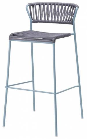 Стул барный плетеный Lisa Filo голубой, антрацит 500х500х980 мм