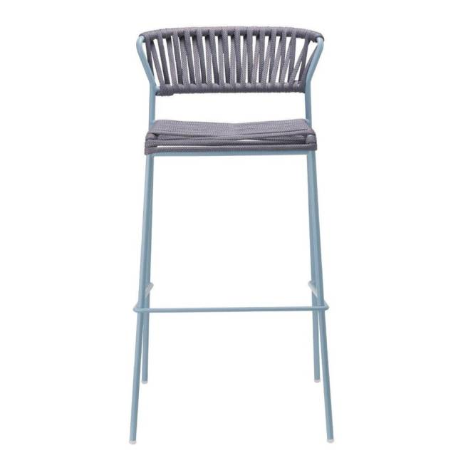 Стул барный плетеный Lisa Filo голубой, антрацит 500х500х980 мм
