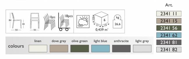 Стул пластиковый Kate светло-серый 500х500х840 мм