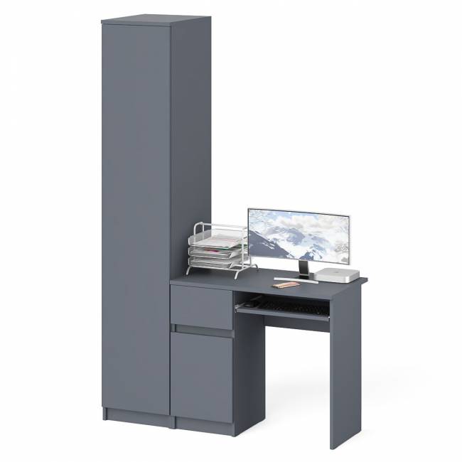 Стол компьютерный МС-1 левый с пеналом Мори 400 цвет графит