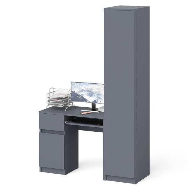 Стол компьютерный МС-1 левый с пеналом Мори 400 цвет графит
