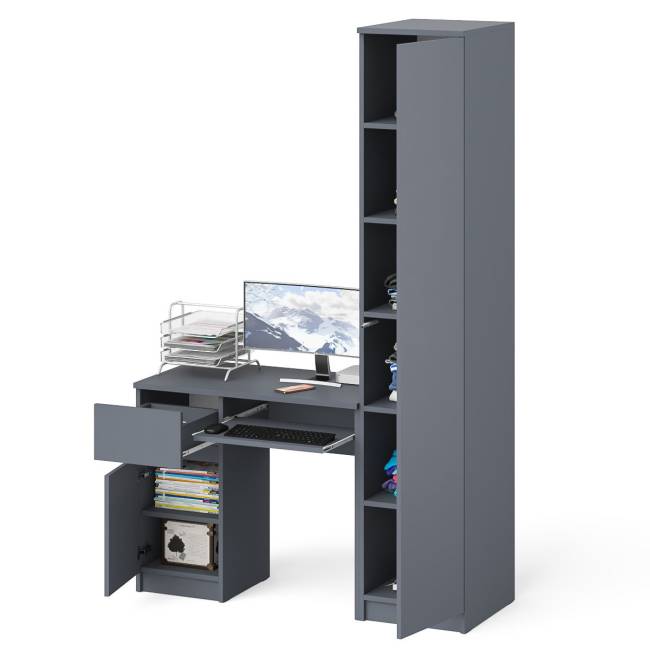 Стол компьютерный МС-1 левый с пеналом Мори 400 цвет графит