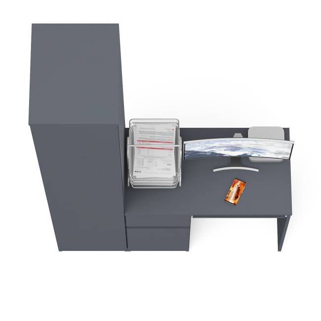 Стол компьютерный МС-1 левый с пеналом Мори 400 цвет графит