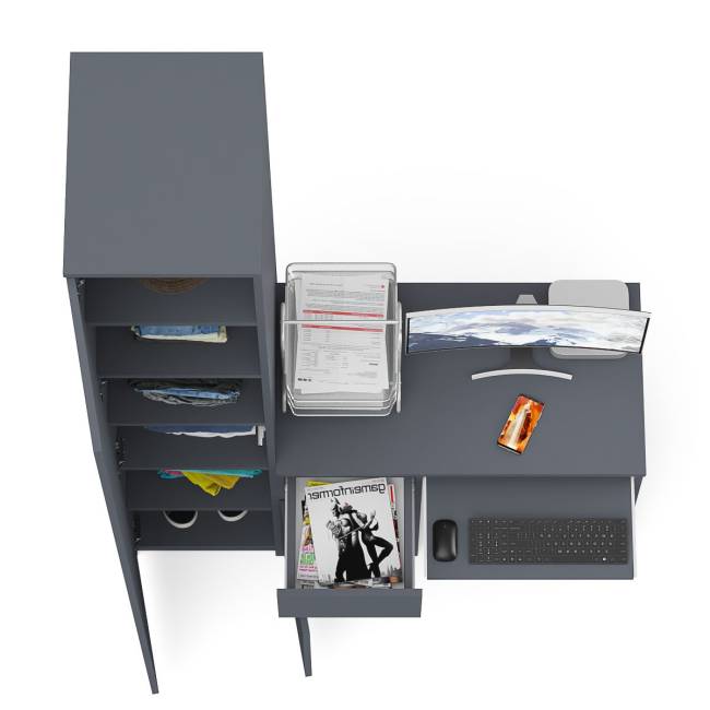 Стол компьютерный МС-1 левый с пеналом Мори 400 цвет графит