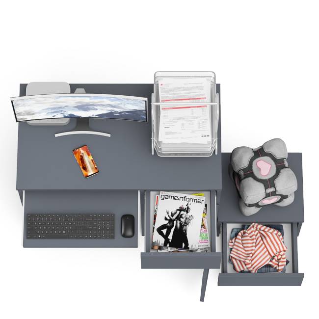 Компьютерный стол МС-1 правый с тумбой Мори цвет графит