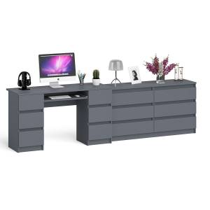 Стол компьютерный МС-2 на шесть выдвижных ящиков и комод МК1380 Мори цвет графит