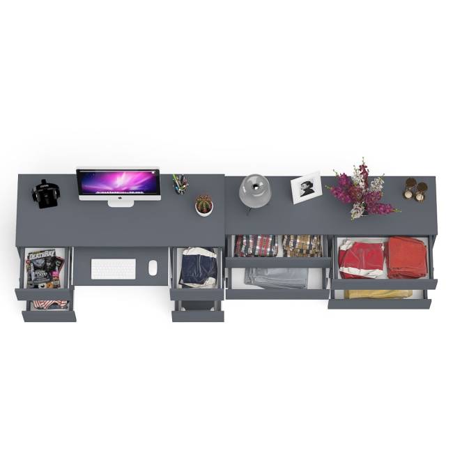 Стол компьютерный МС-2 на шесть выдвижных ящиков и комод МК1380 Мори цвет графит