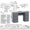 Стол компьютерный МС-2 на шесть выдвижных ящиков и комод МК1380 Мори цвет графит