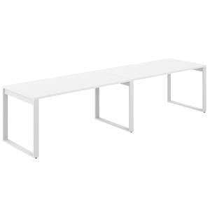 AG.179.WH.V.72.WH / Рабочая станция s-b-s 3200х800х750 / профиль О-образный: 70х20 белый; столешница с вырезом; столешница: белый