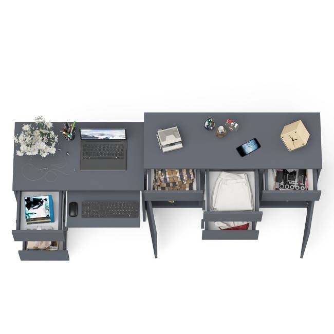 Тумба-комод Мори МК1200.4 и стол компьютерный МС-6 левый цвет графит