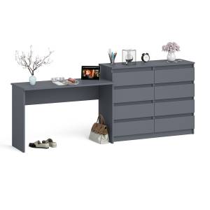 Комод Мори МК1200 на 8-мь выдвижных ящиков и Мори стол письменный 1200 цвет графит