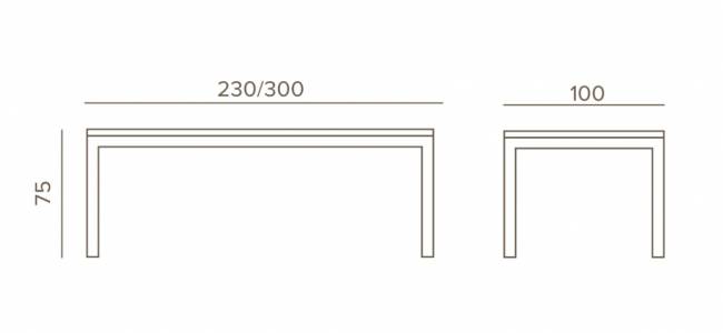 Стол металлический раздвижной Stromboli белый 2300-3000х1000х750 мм