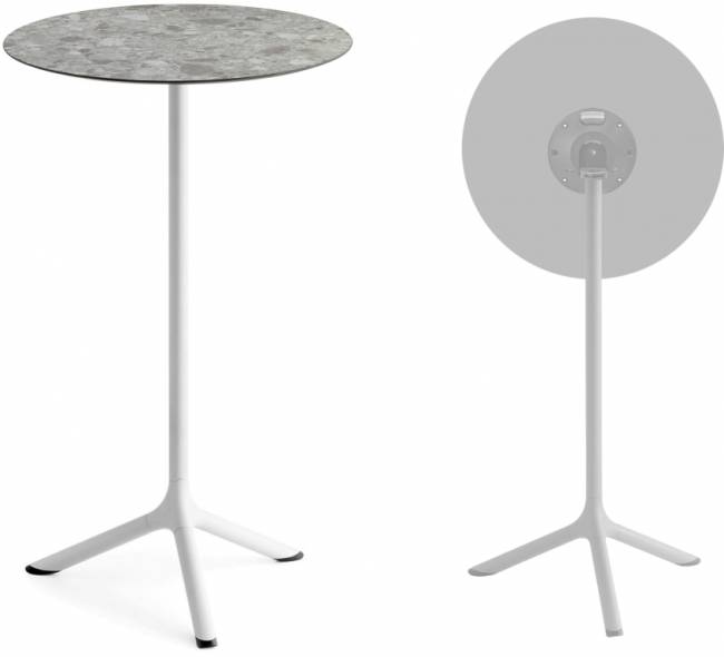 Стол ламинированный барный складной Tripe Folding белый, зернистый Ø600х1100 мм