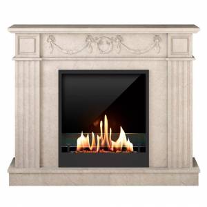 Биокамин в мраморном портале SteelHeat Washington (Стекло + Стемалит)