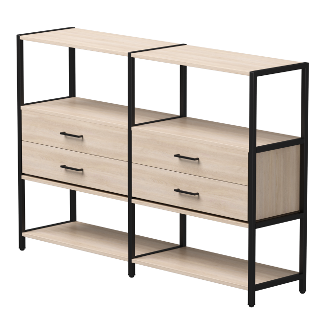 Набор стеллажных систем №2 Everprof EVO 1635x385x1120 Дуб Соната/Черный