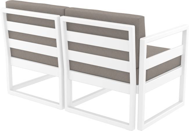 Диван пластиковый двухместный с подушками Mykonos белый, светло-коричневый 1380х720х750 мм