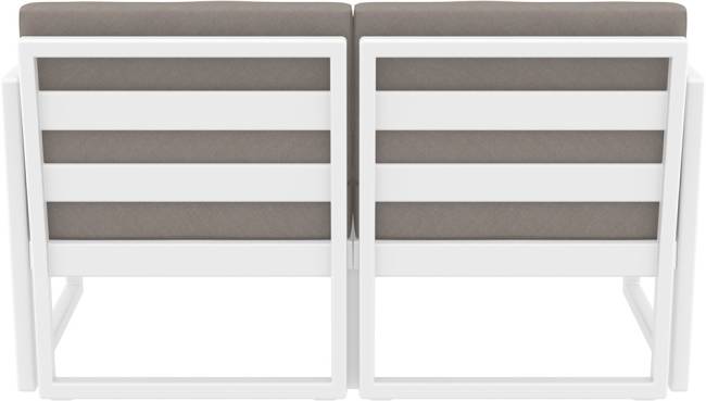 Диван пластиковый двухместный с подушками Mykonos белый, светло-коричневый 1380х720х750 мм