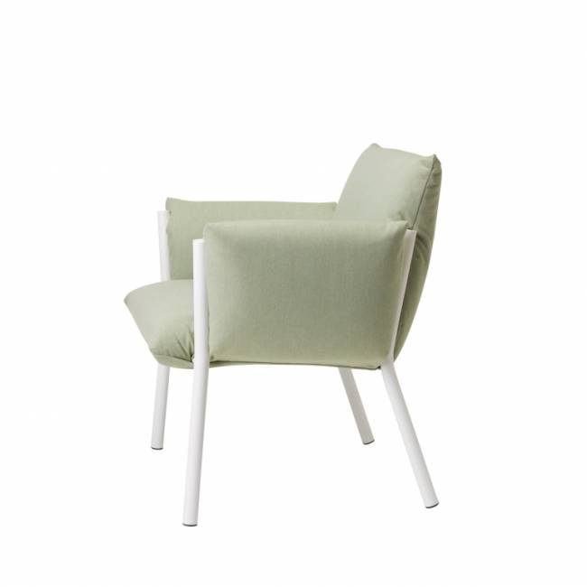 Кресло лаунж металлическое c подушками Brezza Lounge лен, светло-зеленый 650х510х710 мм