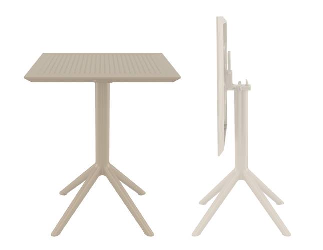 Стол пластиковый складной Sky Folding Table 60 бежевый 600х600х740 мм