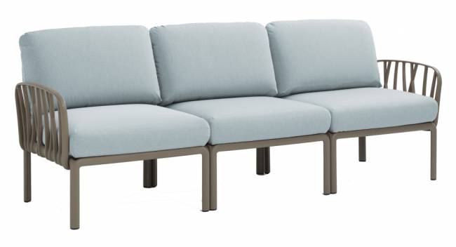 Диван пластиковый с подушками Komodo 3 тортора, лед 2160х780х880 мм Диван пластиковый с подушками Komodo 3 тортора, лед 2160х780х880 мм