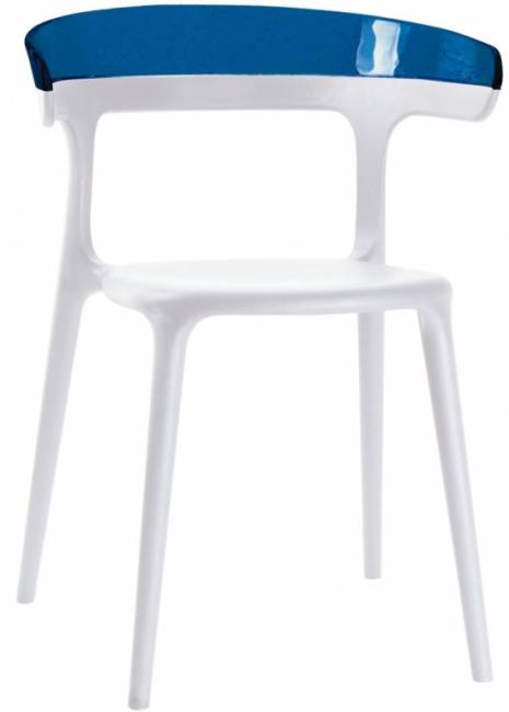 Кресло пластиковое Luna белый, синий 550х510х770 мм