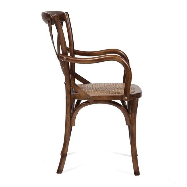 Стул с подлокотниками CROSS (mod.CB2008) дерево вяз, 91х55х52см, Темный Орех (№5) орех темный дерево вяз