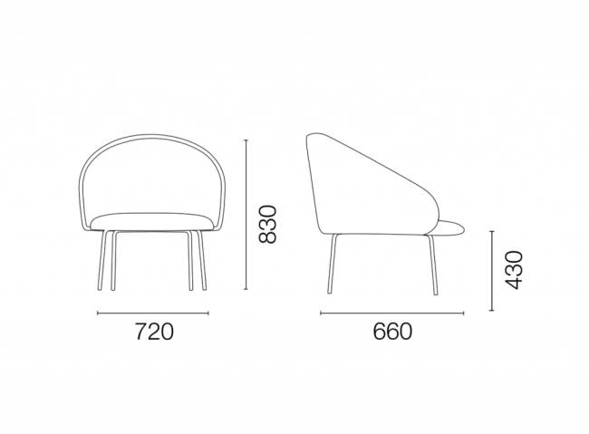 Кресло с обивкой Glera Lounge 720х660х800 мм