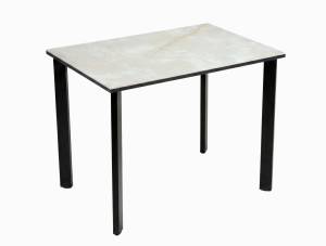 Стол DikLine DKT90 Керамика глянец белый Icelandic white jade (Ostra Bianco Light)/подстолье черное/опоры черные