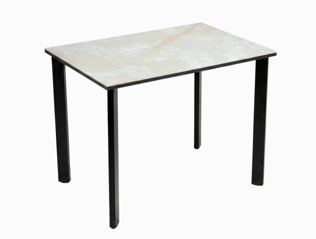 Стол DikLine DKT90 Керамика глянец белый Icelandic white jade (Ostra Bianco Light)/подстолье черное/опоры черные