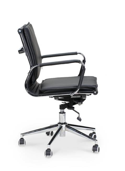 Кресло офисное / Харман LB только Москва / УЦЕНКА  (black) хром / черная экокожа