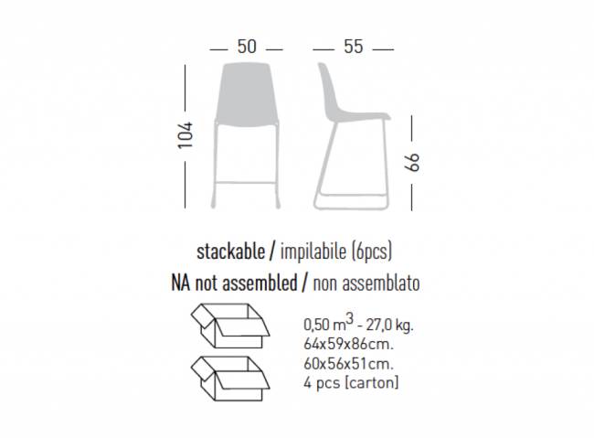 Стул пластиковый полубарный Alhambra ST 66 500х550х1040 мм