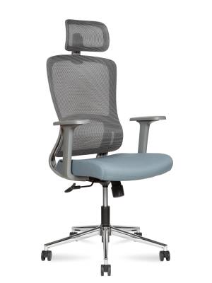 Кресло офисное / Лайт грэй / Light grey / серый пластик/серая  серка/серая ткань/хром база