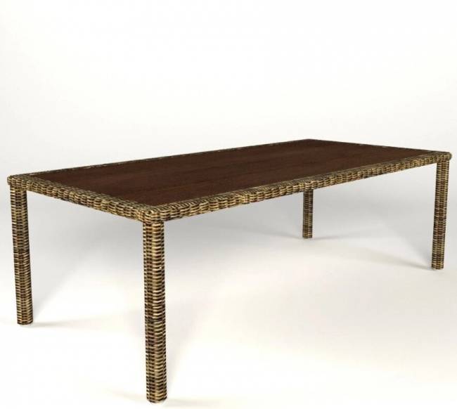 Комбинированный стол "Сенатор", из искусственный ротанга, коричневый, светло-коричневый