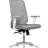 Кресло офисное / Бэст LB вайт / Best LB white / белый пластик / серая сетка / серая ткань /база хром