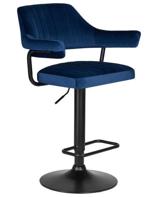 Стул барный DOBRIN CHARLY BLACK, синий велюр (MJ9-117)