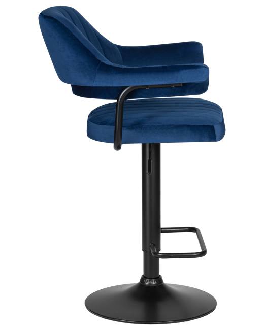 Стул барный DOBRIN CHARLY BLACK, синий велюр (MJ9-117)