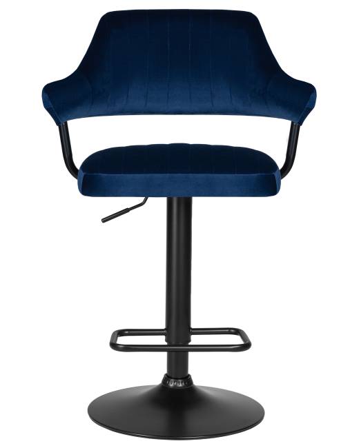 Стул барный DOBRIN CHARLY BLACK, синий велюр (MJ9-117)