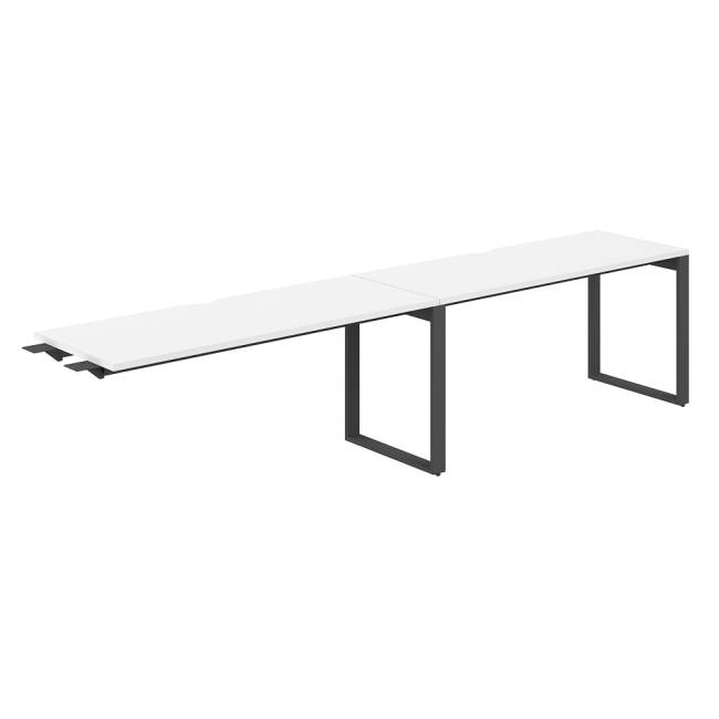 AG.193.WH.V.72.AN / Рабочая станция комбо s-b-s 3200х600х750 / профиль О-образный: 70х20 антрацит; столешница с вырезом; столешница: белый